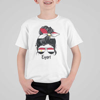 Egyptian Flag Messy Bun Girl T Shirt For Kid Patriotic Egypt Women