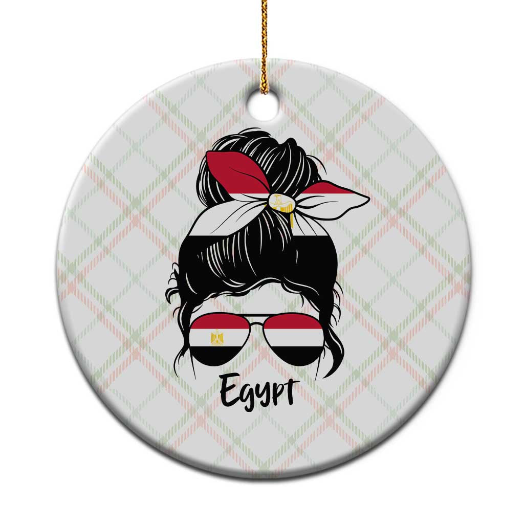 Egyptian Flag Messy Bun Girl Ceramic Ornament Patriotic Egypt Women