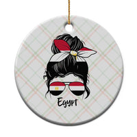Egyptian Flag Messy Bun Girl Ceramic Ornament Patriotic Egypt Women