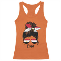 Egyptian Flag Messy Bun Girl Racerback Tank Top Patriotic Egypt Women