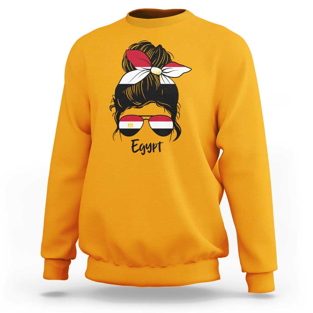 Egyptian Flag Messy Bun Girl Sweatshirt Patriotic Egypt Women
