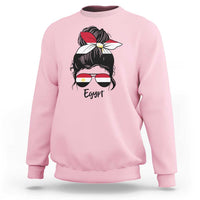 Egyptian Flag Messy Bun Girl Sweatshirt Patriotic Egypt Women
