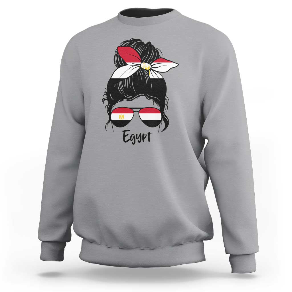 Egyptian Flag Messy Bun Girl Sweatshirt Patriotic Egypt Women