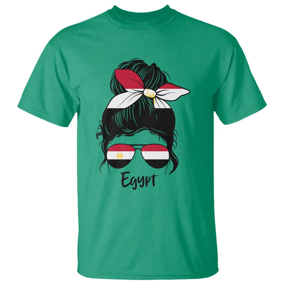 Egyptian Flag Messy Bun Girl T Shirt Patriotic Egypt Women