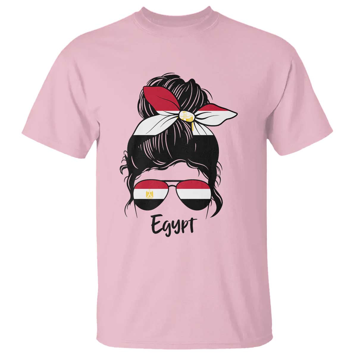 Egyptian Flag Messy Bun Girl T Shirt Patriotic Egypt Women