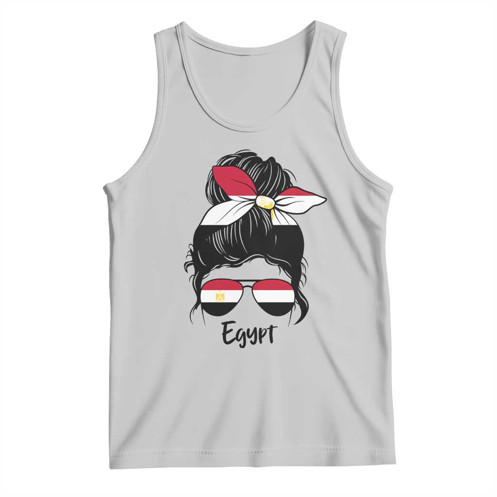 Egyptian Flag Messy Bun Girl Tank Top Patriotic Egypt Women