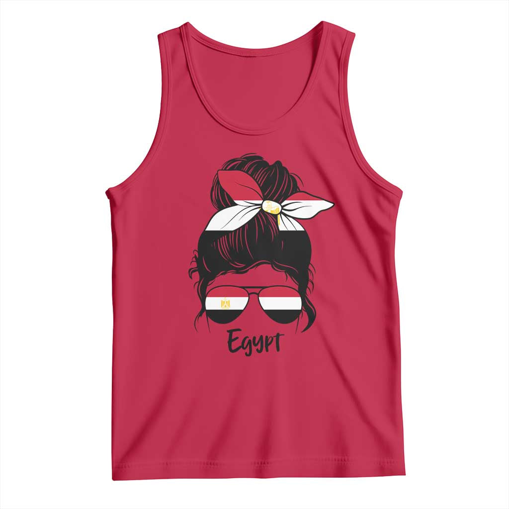 Egyptian Flag Messy Bun Girl Tank Top Patriotic Egypt Women