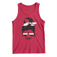 Egyptian Flag Messy Bun Girl Tank Top Patriotic Egypt Women