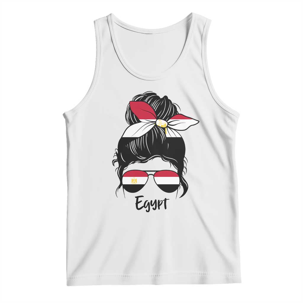 Egyptian Flag Messy Bun Girl Tank Top Patriotic Egypt Women