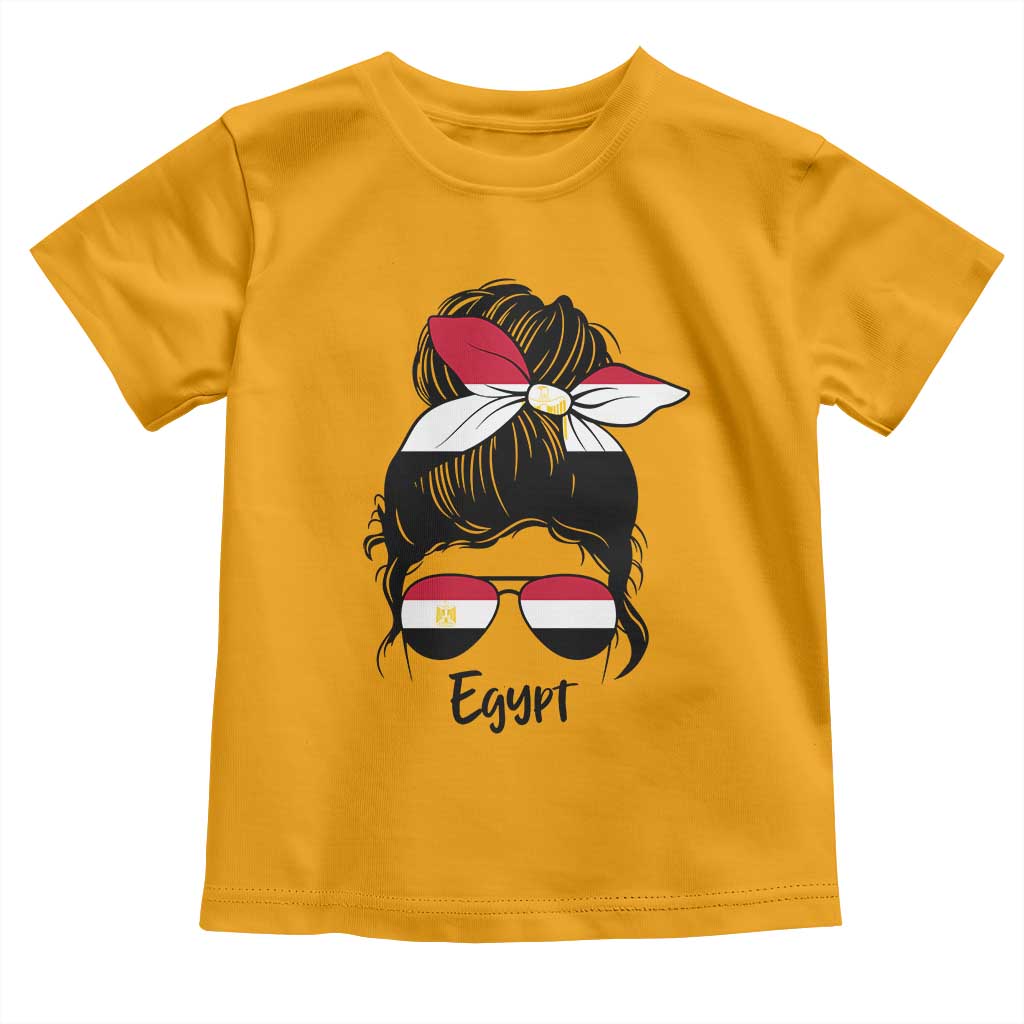 Egyptian Flag Messy Bun Girl Toddler T Shirt Patriotic Egypt Women