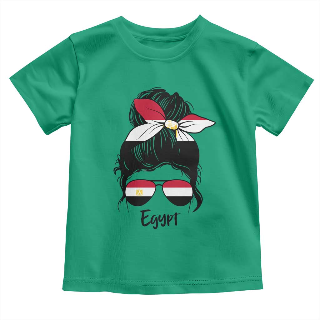 Egyptian Flag Messy Bun Girl Toddler T Shirt Patriotic Egypt Women