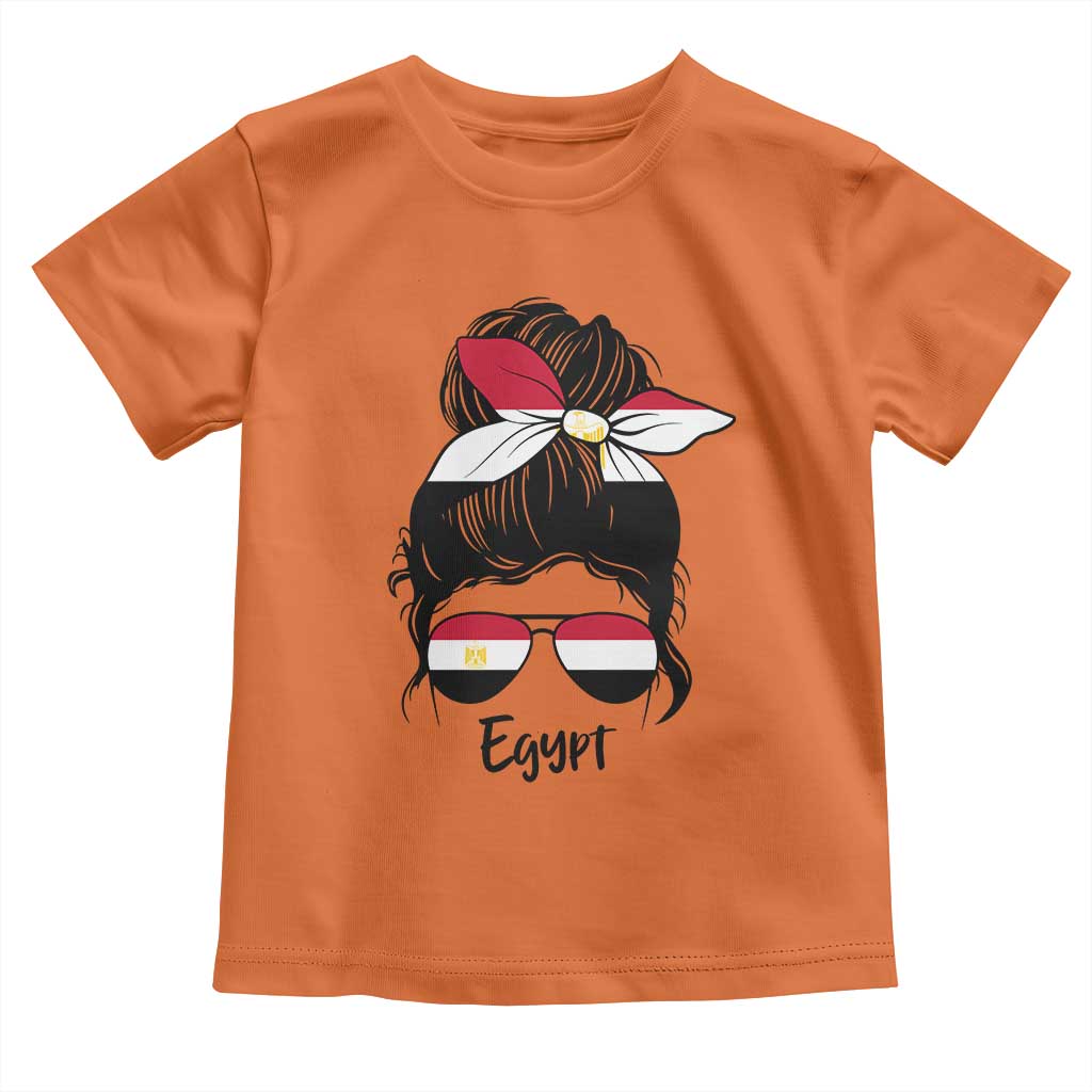 Egyptian Flag Messy Bun Girl Toddler T Shirt Patriotic Egypt Women