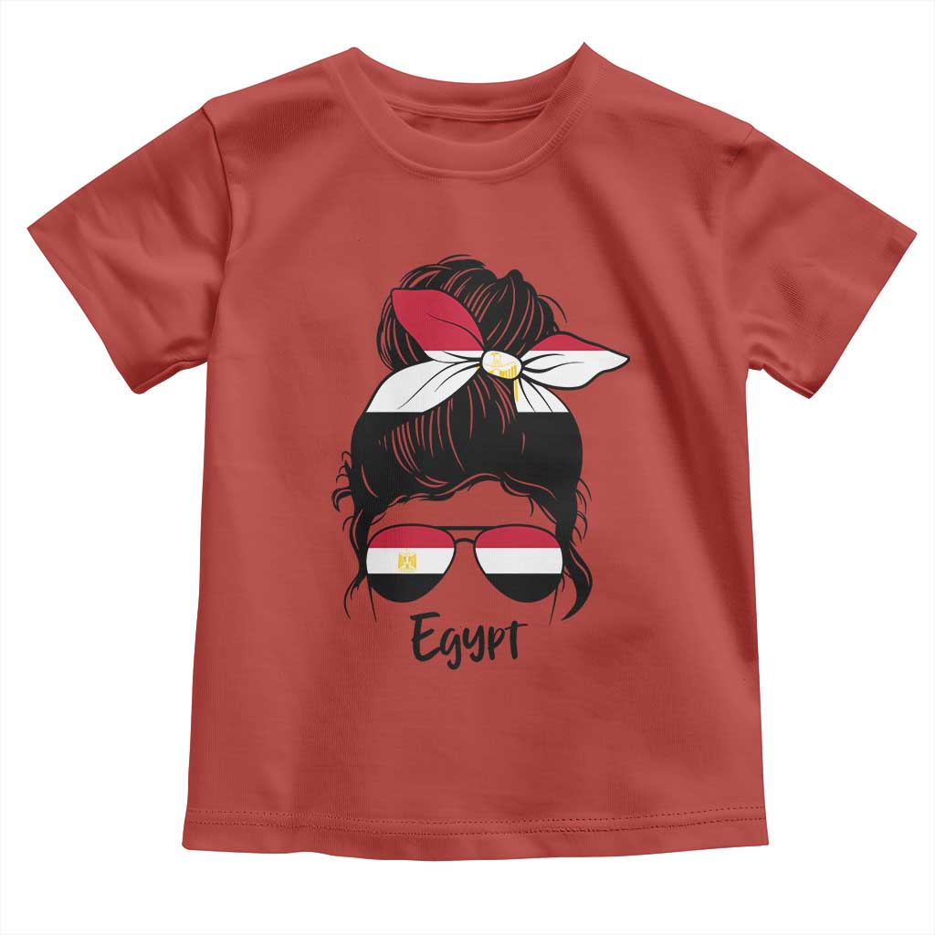 Egyptian Flag Messy Bun Girl Toddler T Shirt Patriotic Egypt Women