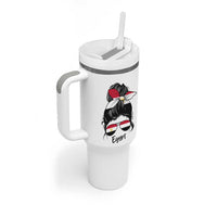 Egyptian Flag Messy Bun Girl Tumbler With Handle Patriotic Egypt Women