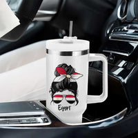 Egyptian Flag Messy Bun Girl Tumbler With Handle Patriotic Egypt Women
