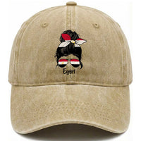 Egyptian Flag Messy Bun Girl Washed Cotton Baseball Cap Patriotic Egypt Women