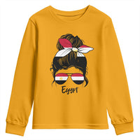 Egyptian Flag Messy Bun Girl Youth Sweatshirt Patriotic Egypt Women