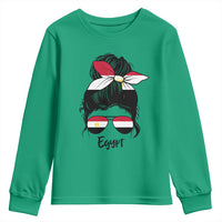 Egyptian Flag Messy Bun Girl Youth Sweatshirt Patriotic Egypt Women