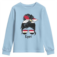 Egyptian Flag Messy Bun Girl Youth Sweatshirt Patriotic Egypt Women