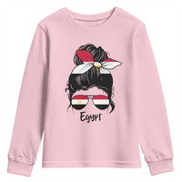 Egyptian Flag Messy Bun Girl Youth Sweatshirt Patriotic Egypt Women