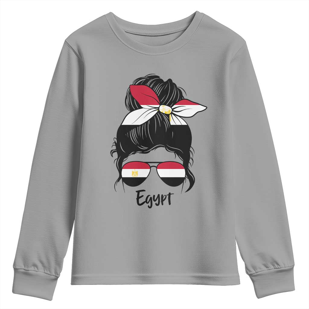 Egyptian Flag Messy Bun Girl Youth Sweatshirt Patriotic Egypt Women