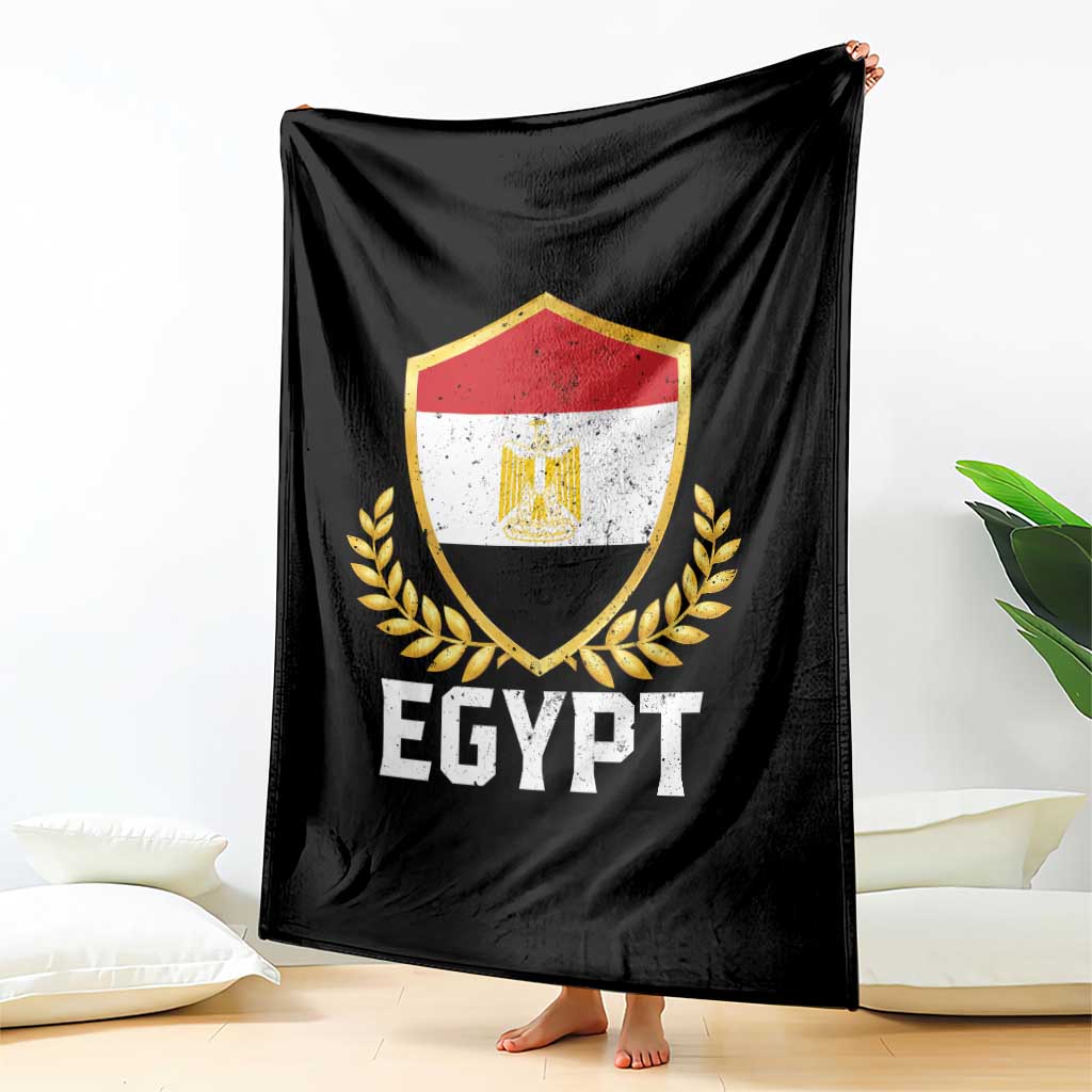 Egypt Coat of Arms Gold Shield Crest Throw Blanket Patriotic Egyptian Flag Heritage Pride