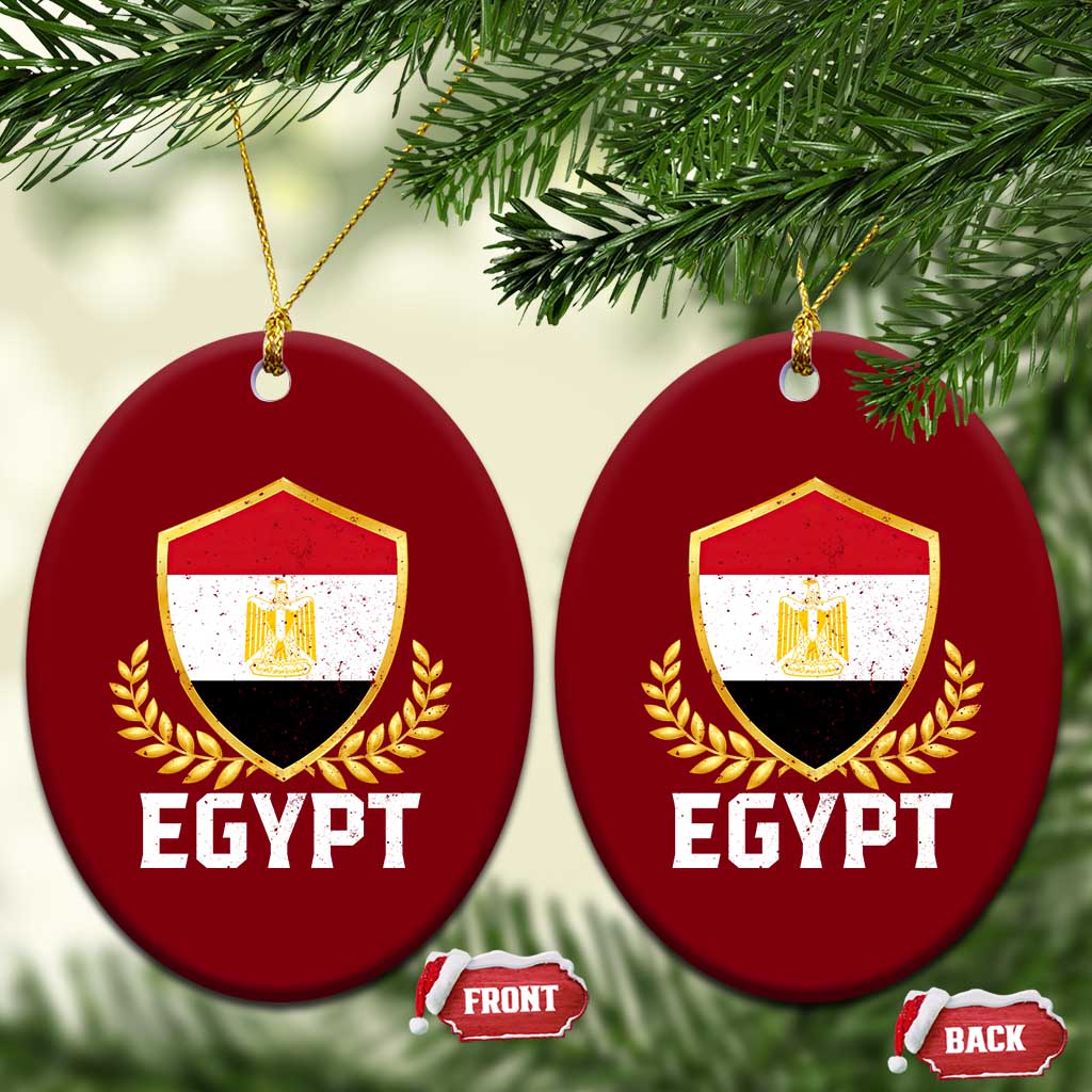 Egypt Coat of Arms Gold Shield Crest Ceramic Ornament Patriotic Egyptian Flag Heritage Pride