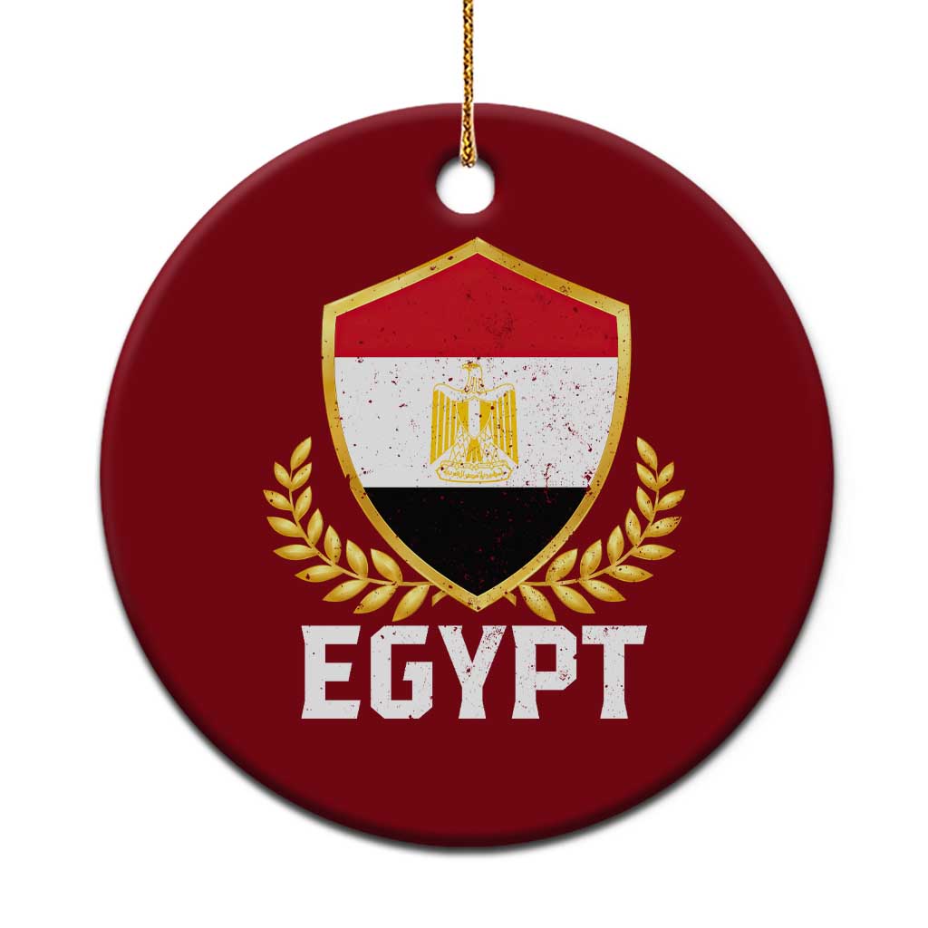 Egypt Coat of Arms Gold Shield Crest Ceramic Ornament Patriotic Egyptian Flag Heritage Pride
