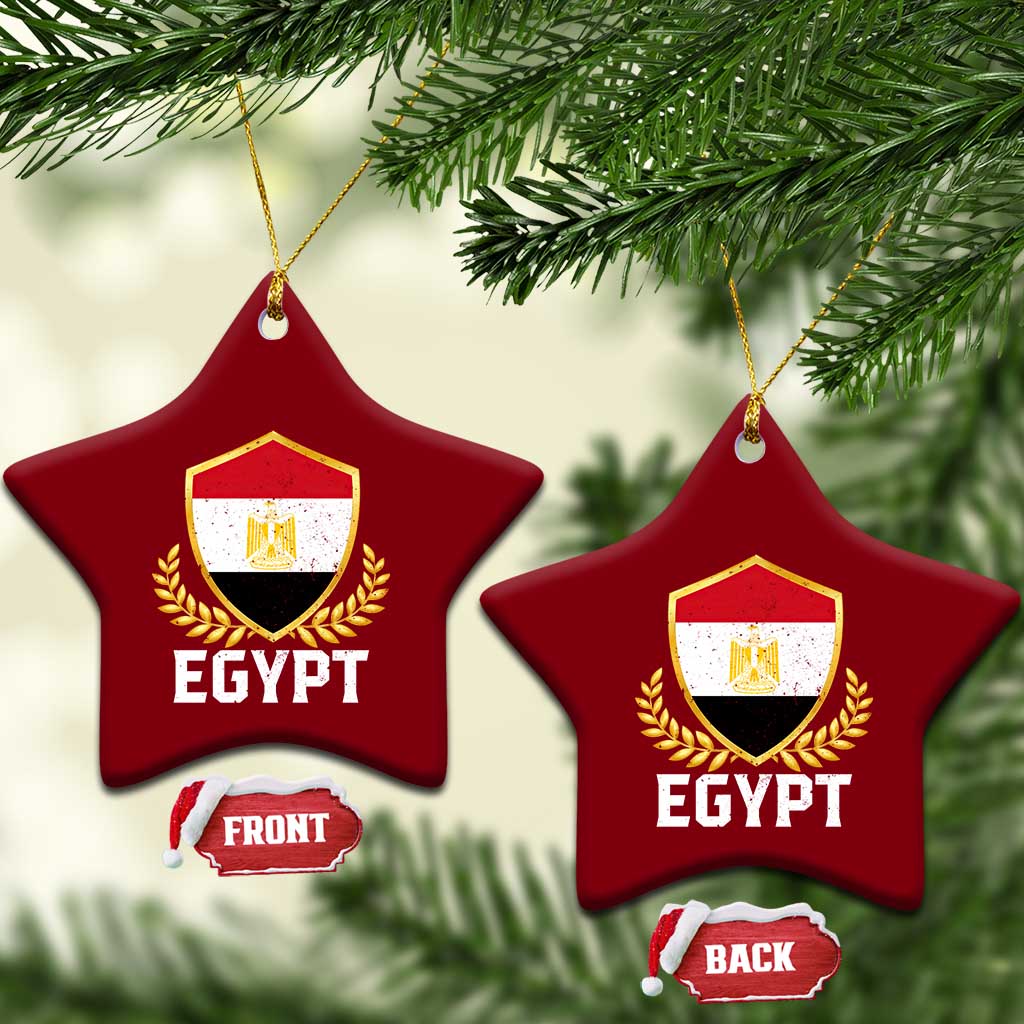 Egypt Coat of Arms Gold Shield Crest Ceramic Ornament Patriotic Egyptian Flag Heritage Pride
