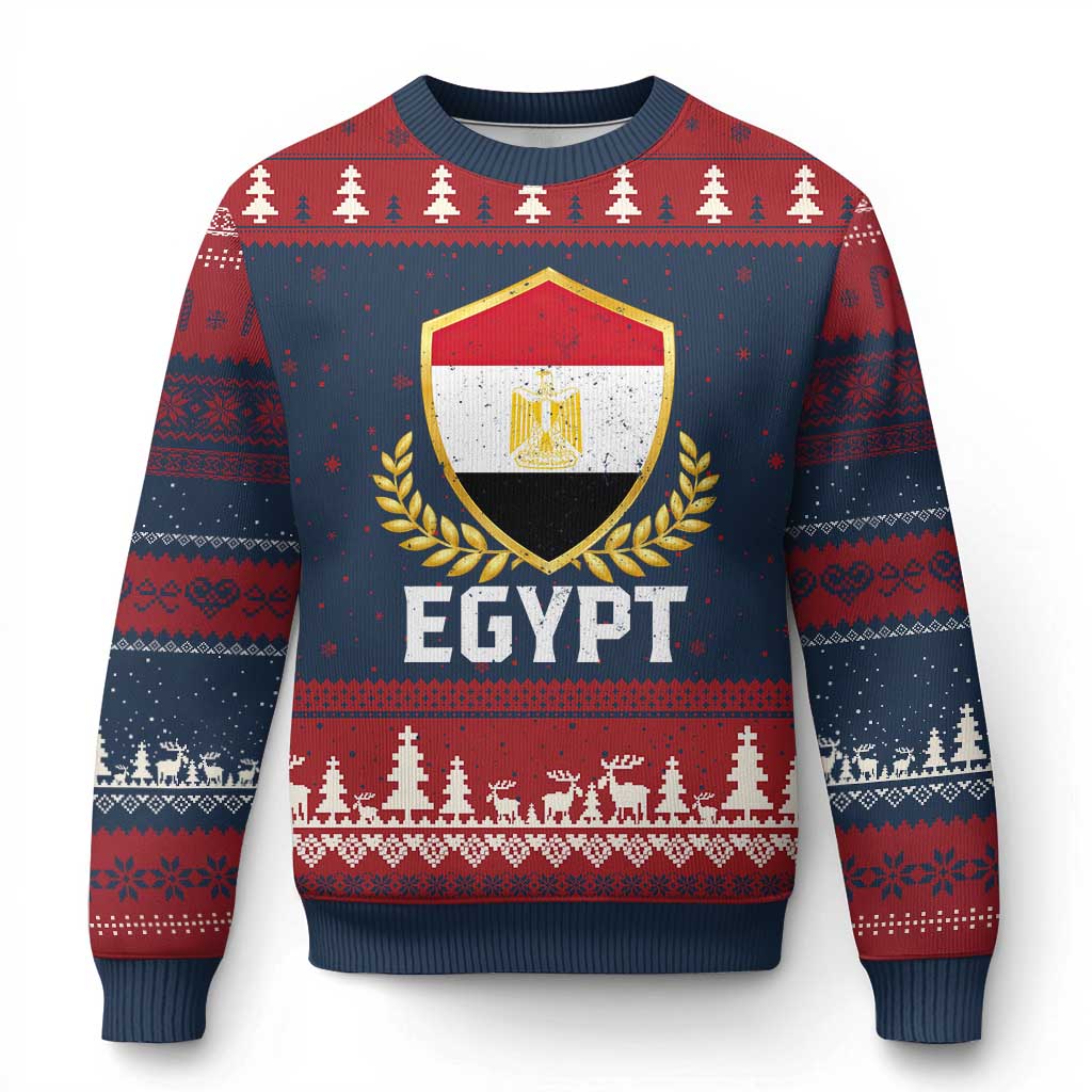 Egypt Coat of Arms Gold Shield Crest Ugly Christmas Sweater Patriotic Egyptian Flag Heritage Pride