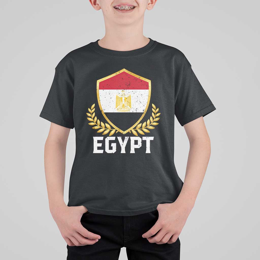 Egypt Coat of Arms Gold Shield Crest T Shirt For Kid Patriotic Egyptian Flag Heritage Pride