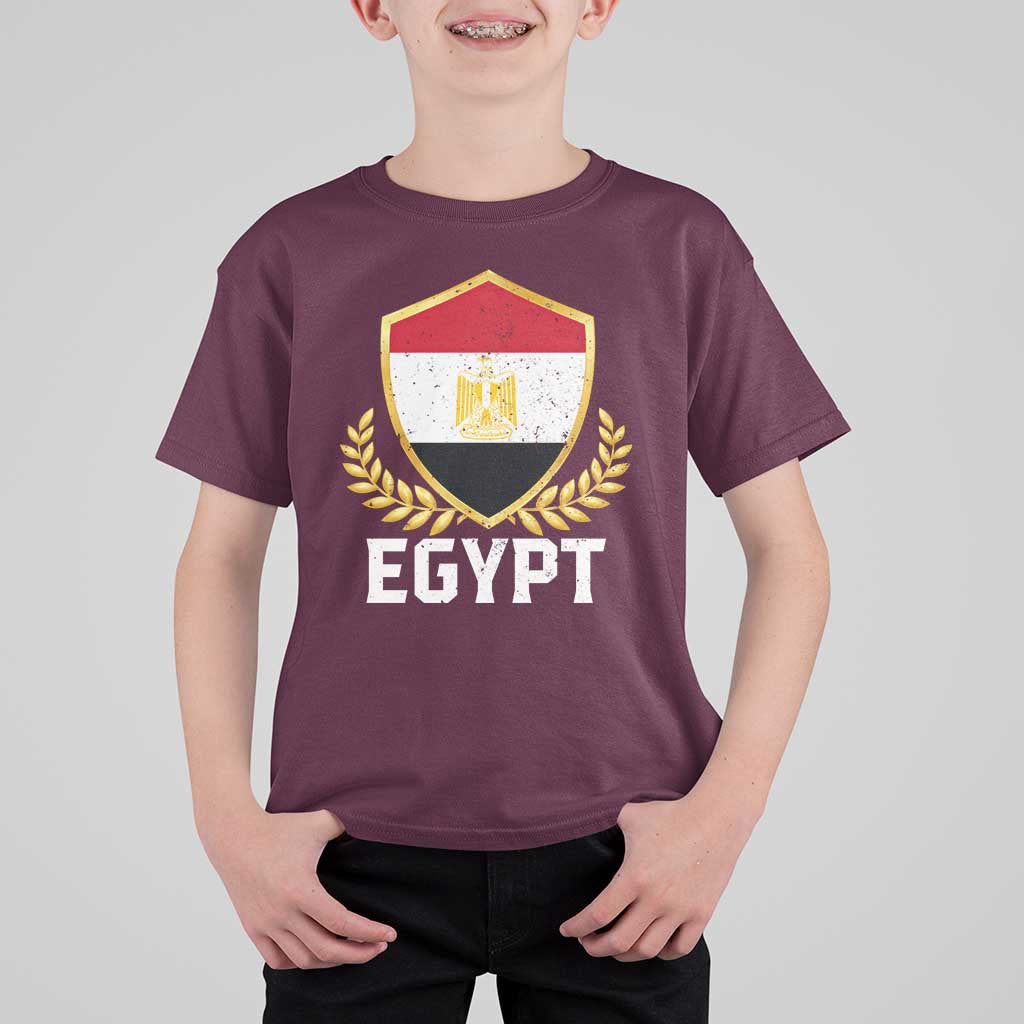 Egypt Coat of Arms Gold Shield Crest T Shirt For Kid Patriotic Egyptian Flag Heritage Pride