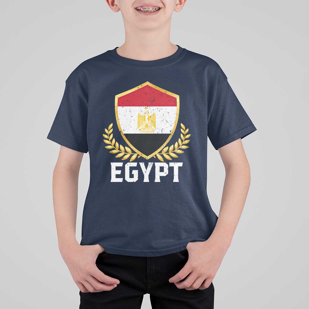 Egypt Coat of Arms Gold Shield Crest T Shirt For Kid Patriotic Egyptian Flag Heritage Pride
