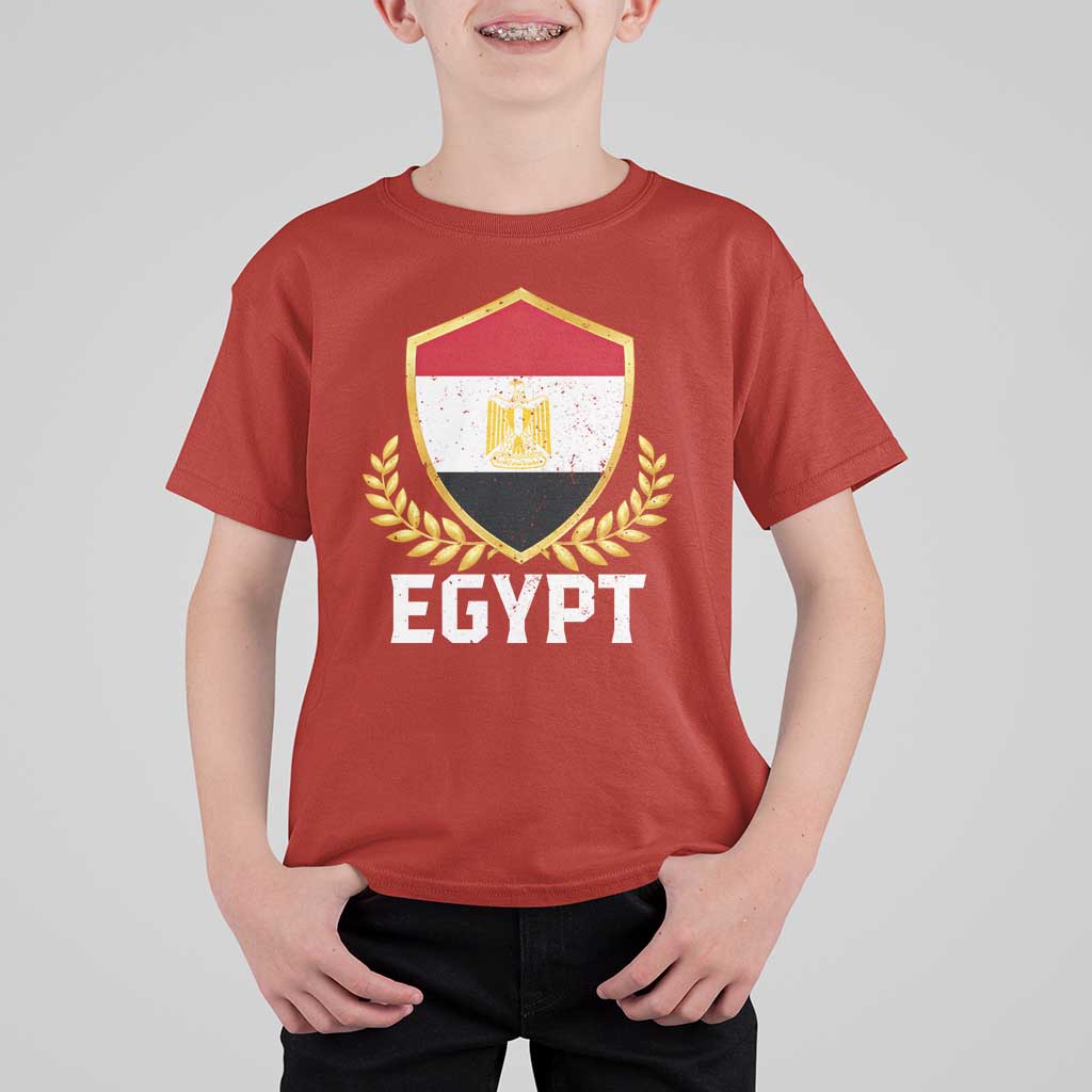 Egypt Coat of Arms Gold Shield Crest T Shirt For Kid Patriotic Egyptian Flag Heritage Pride