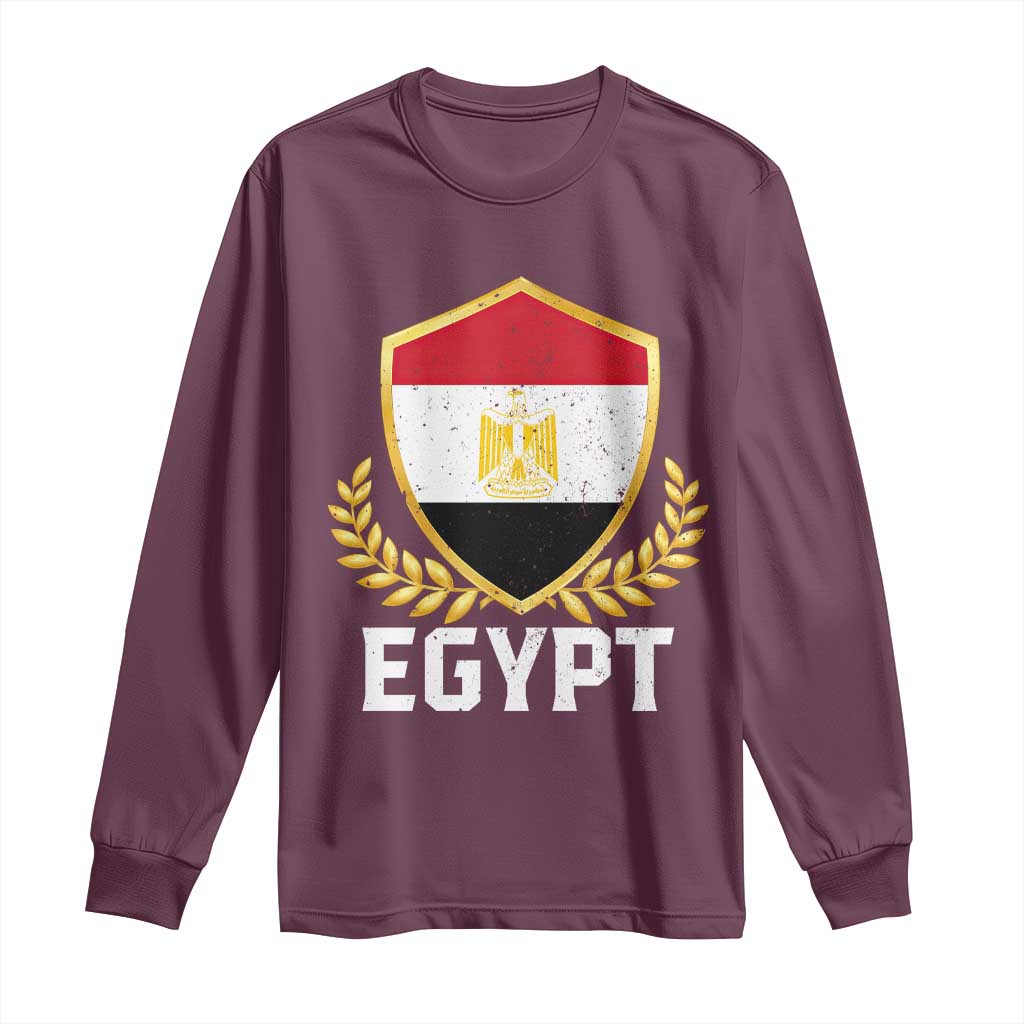 Egypt Coat of Arms Gold Shield Crest Long Sleeve Shirt Patriotic Egyptian Flag Heritage Pride