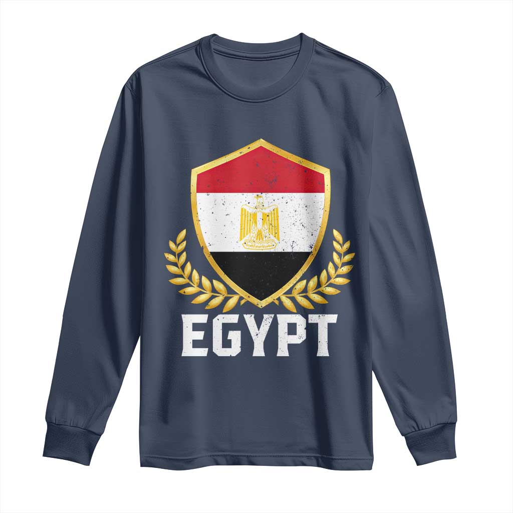 Egypt Coat of Arms Gold Shield Crest Long Sleeve Shirt Patriotic Egyptian Flag Heritage Pride