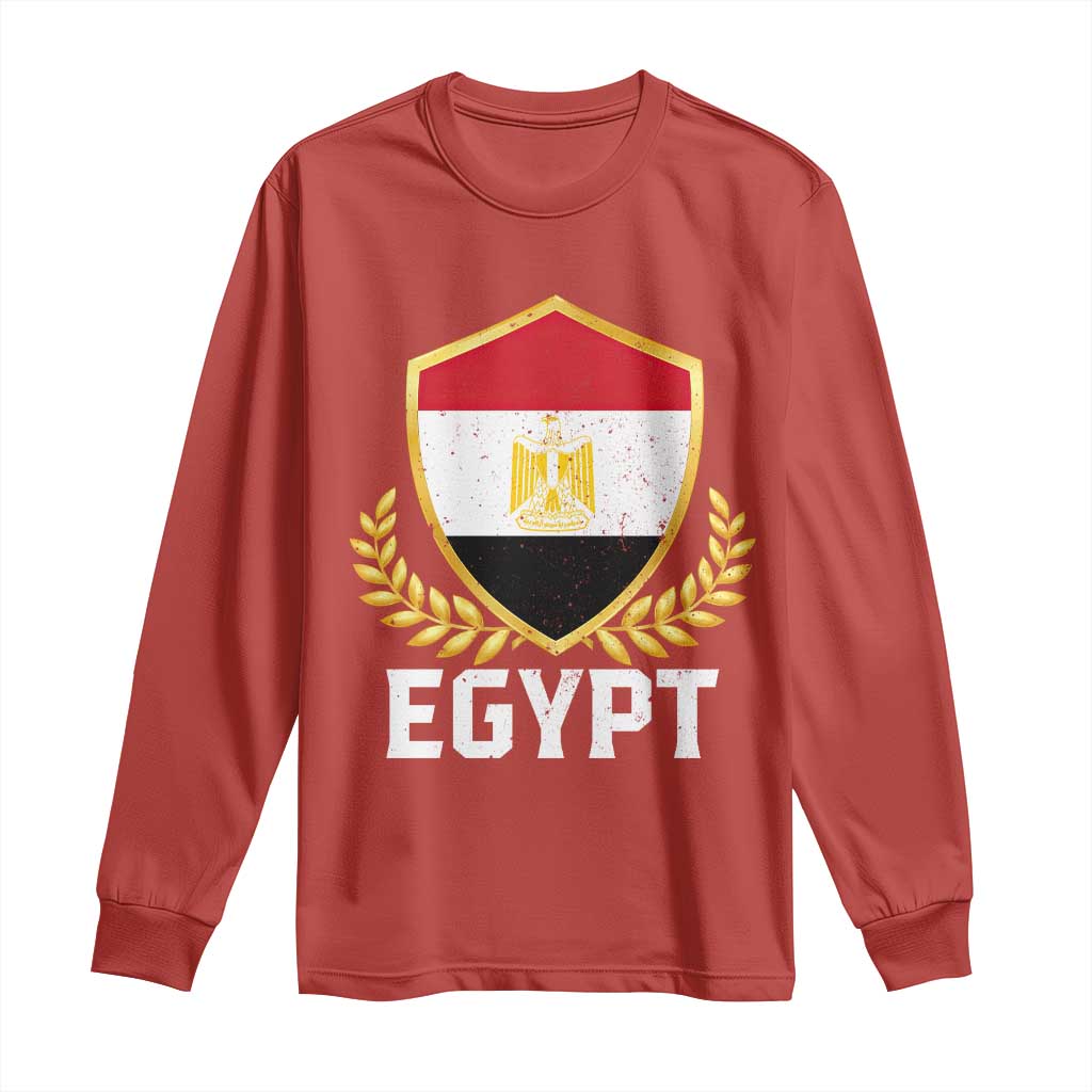 Egypt Coat of Arms Gold Shield Crest Long Sleeve Shirt Patriotic Egyptian Flag Heritage Pride