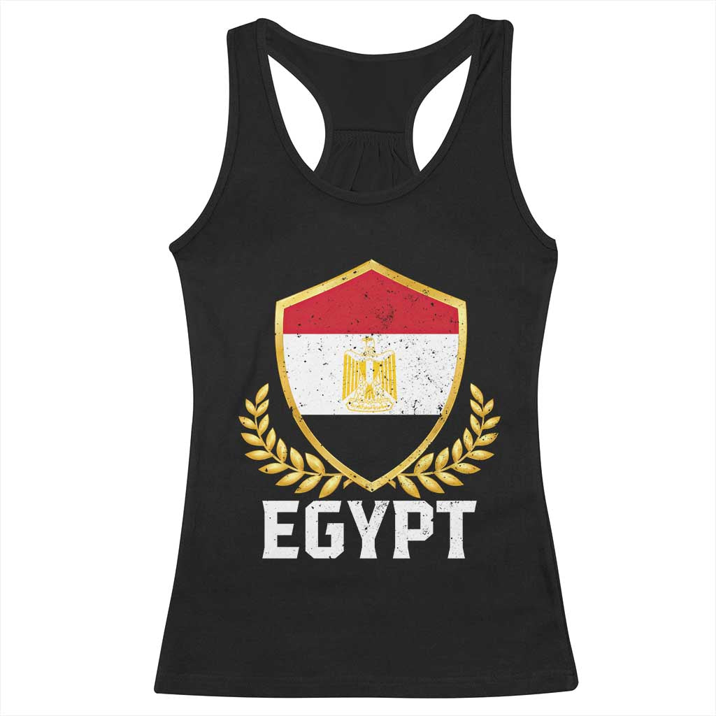 Egypt Coat of Arms Gold Shield Crest Racerback Tank Top Patriotic Egyptian Flag Heritage Pride