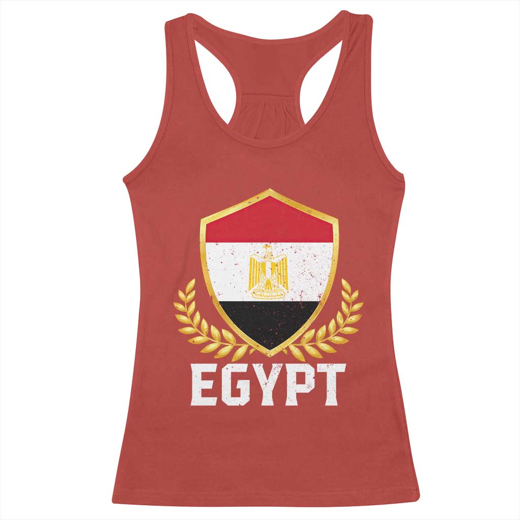 Egypt Coat of Arms Gold Shield Crest Racerback Tank Top Patriotic Egyptian Flag Heritage Pride