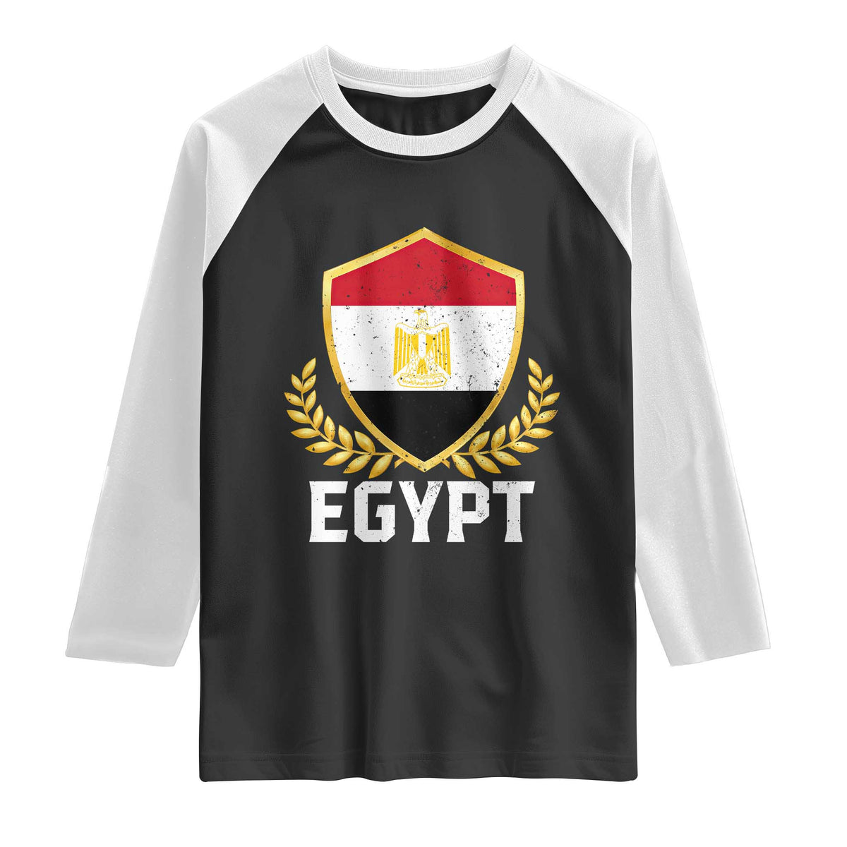 Egypt Coat of Arms Gold Shield Crest Raglan Shirt Patriotic Egyptian Flag Heritage Pride