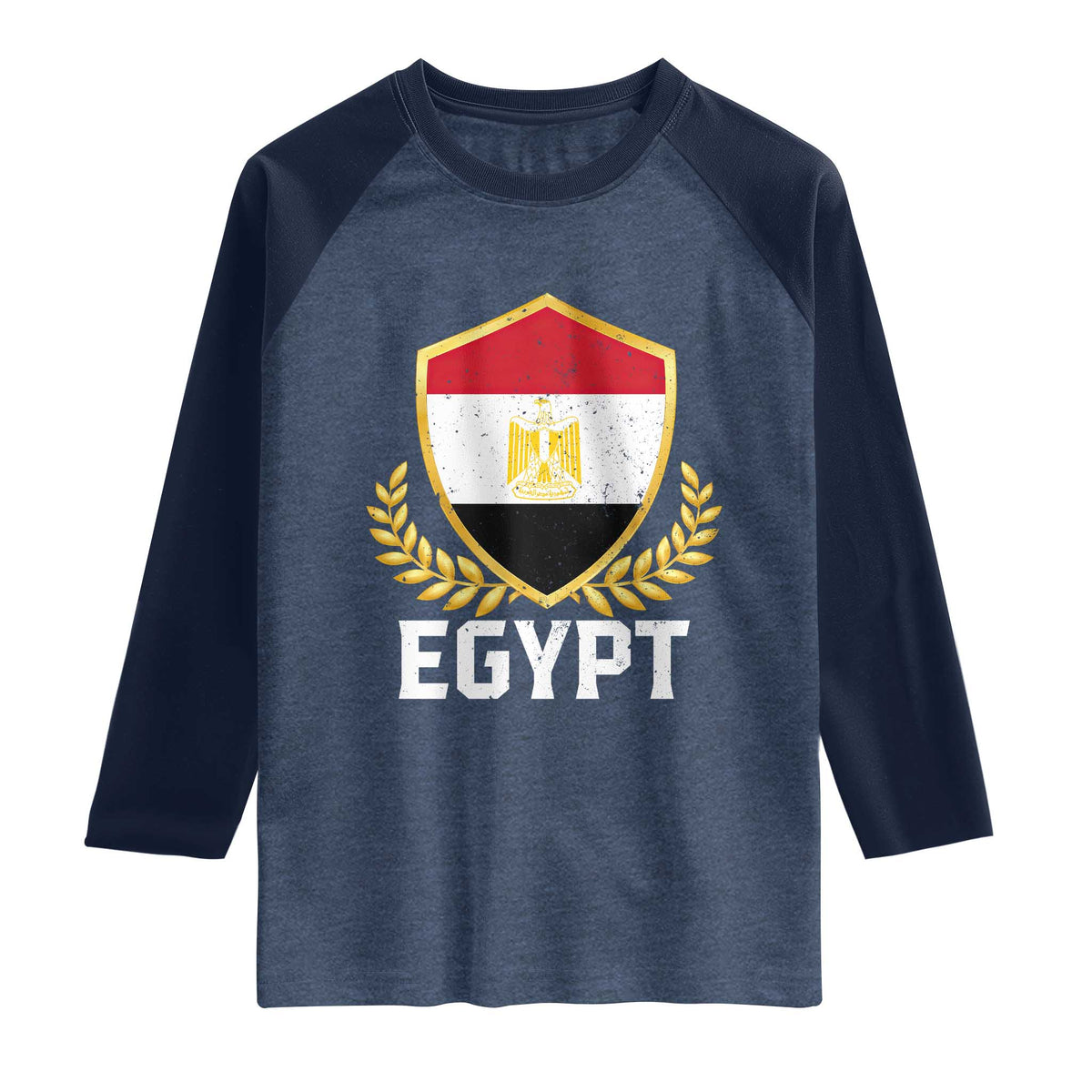 Egypt Coat of Arms Gold Shield Crest Raglan Shirt Patriotic Egyptian Flag Heritage Pride