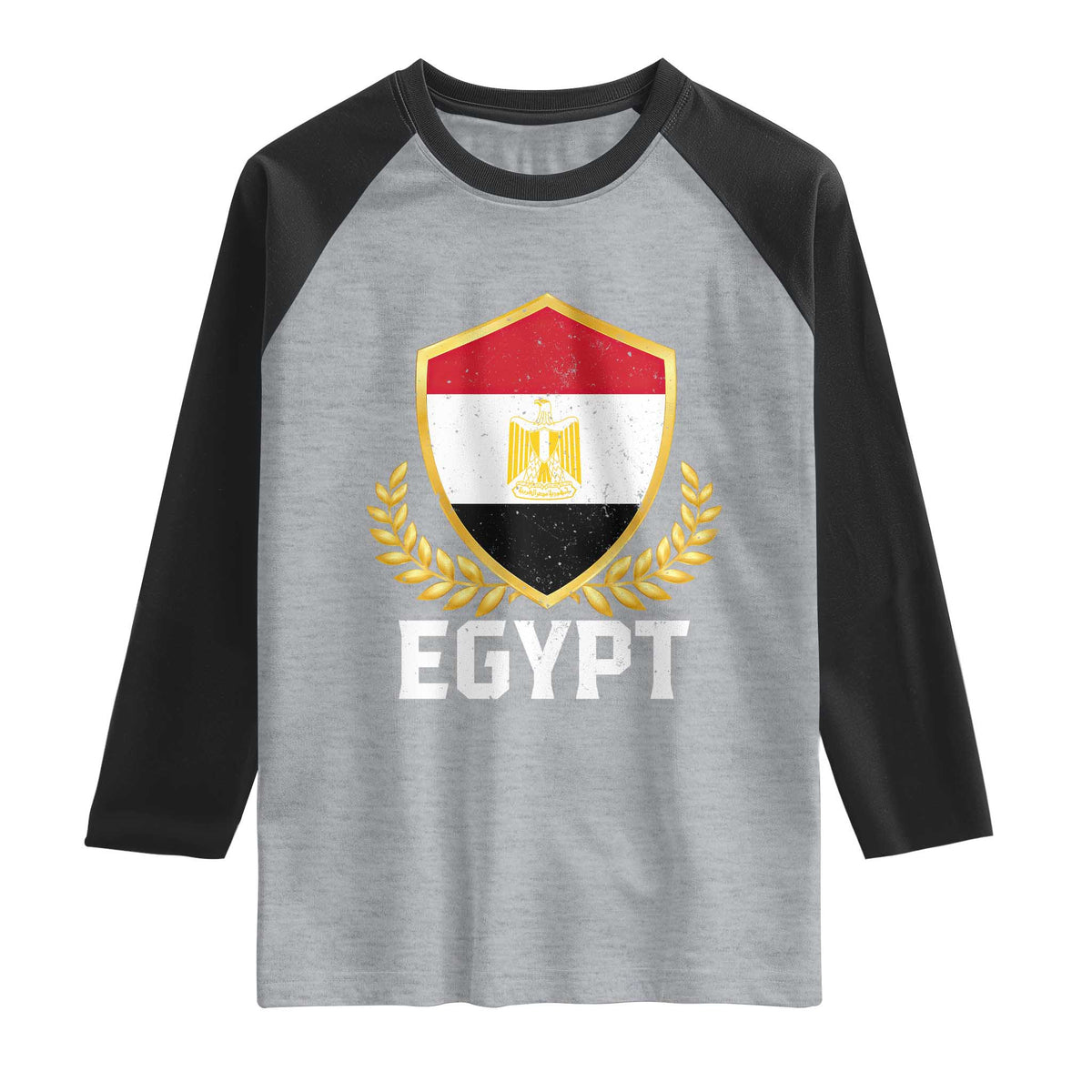 Egypt Coat of Arms Gold Shield Crest Raglan Shirt Patriotic Egyptian Flag Heritage Pride