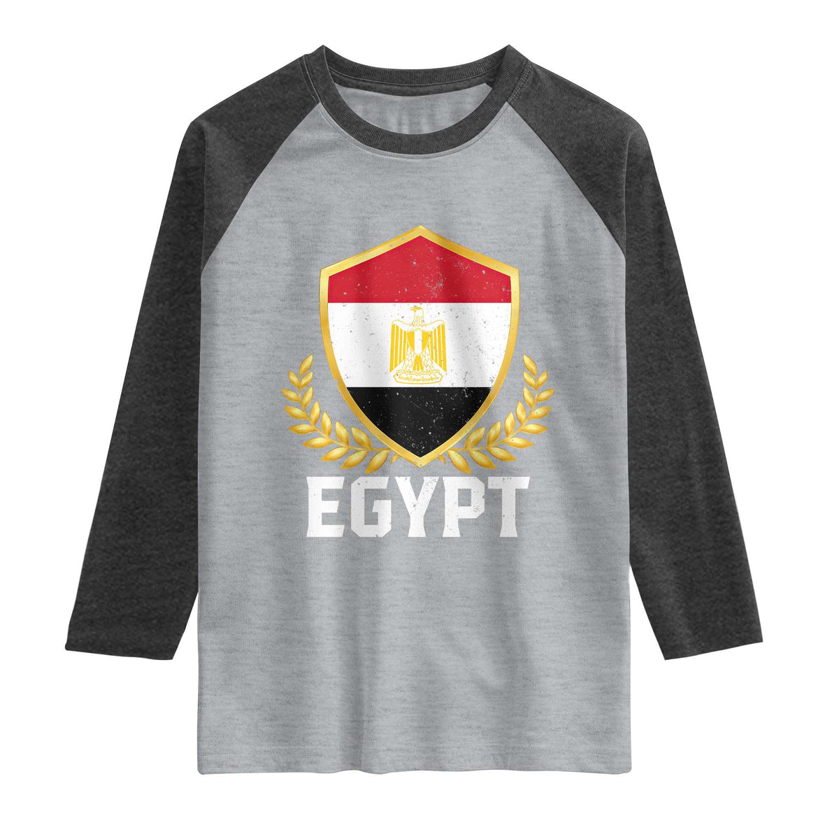 Egypt Coat of Arms Gold Shield Crest Raglan Shirt Patriotic Egyptian Flag Heritage Pride