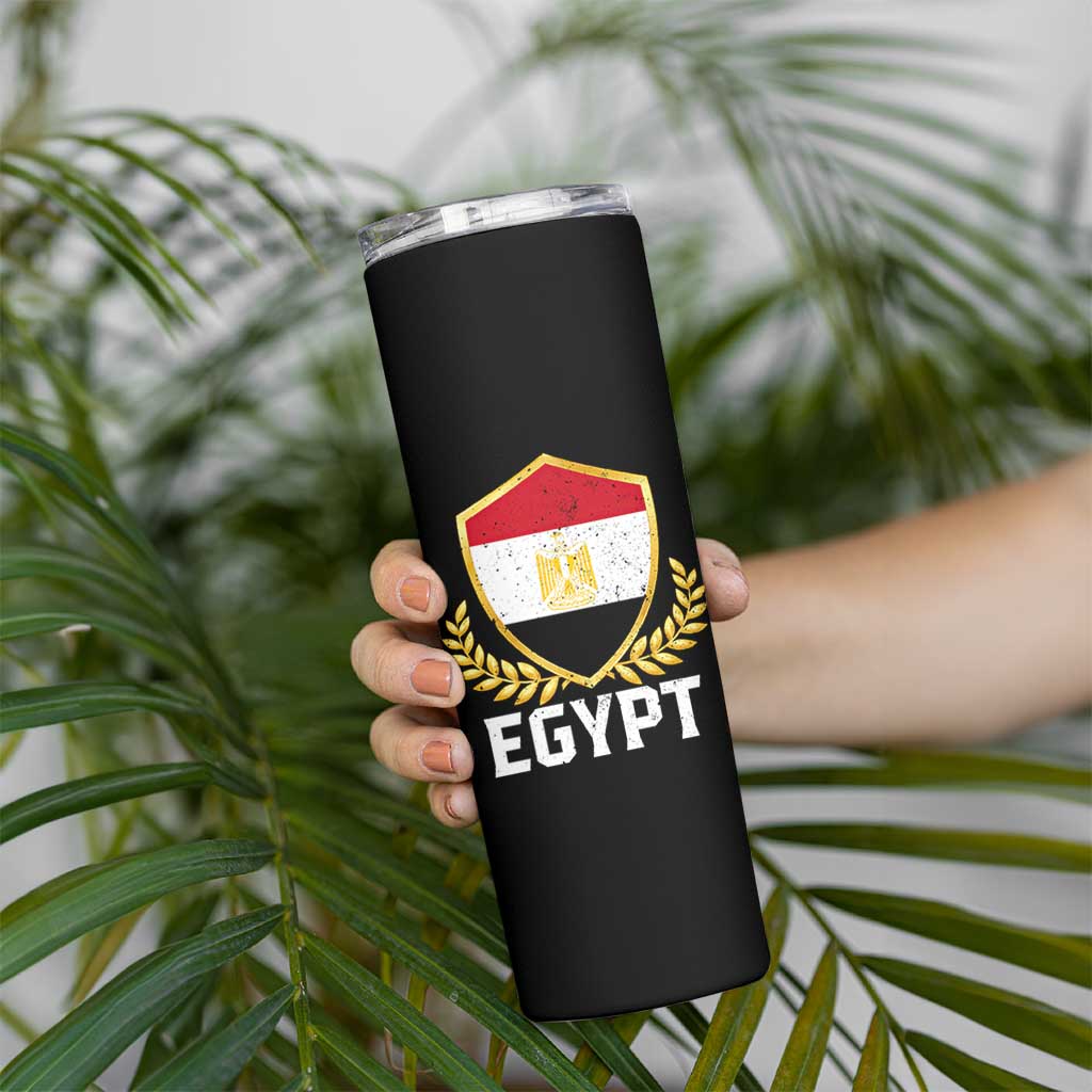 Egypt Coat of Arms Gold Shield Crest Skinny Tumbler Patriotic Egyptian Flag Heritage Pride