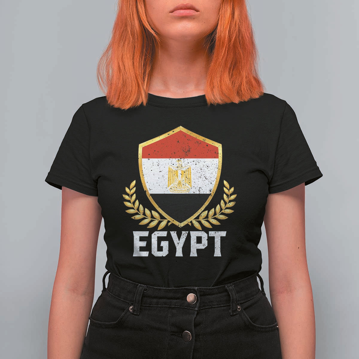 Egypt Coat of Arms Gold Shield Crest T Shirt For Women Patriotic Egyptian Flag Heritage Pride