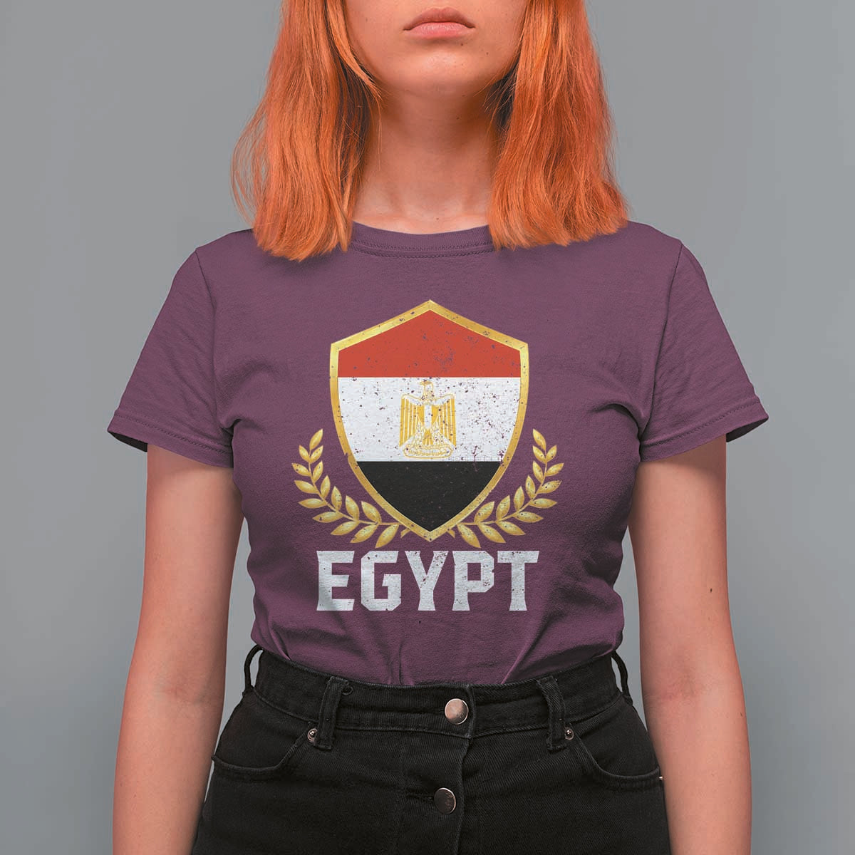 Egypt Coat of Arms Gold Shield Crest T Shirt For Women Patriotic Egyptian Flag Heritage Pride