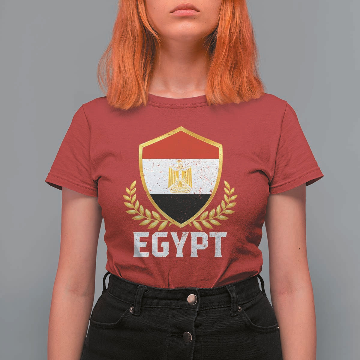Egypt Coat of Arms Gold Shield Crest T Shirt For Women Patriotic Egyptian Flag Heritage Pride