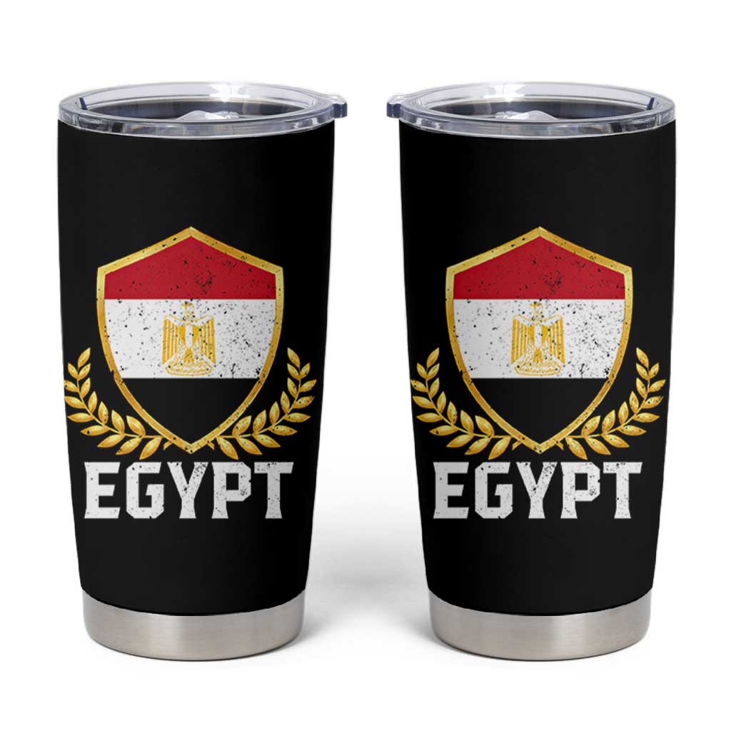 Egypt Coat of Arms Gold Shield Crest Tumbler Cup Patriotic Egyptian Flag Heritage Pride