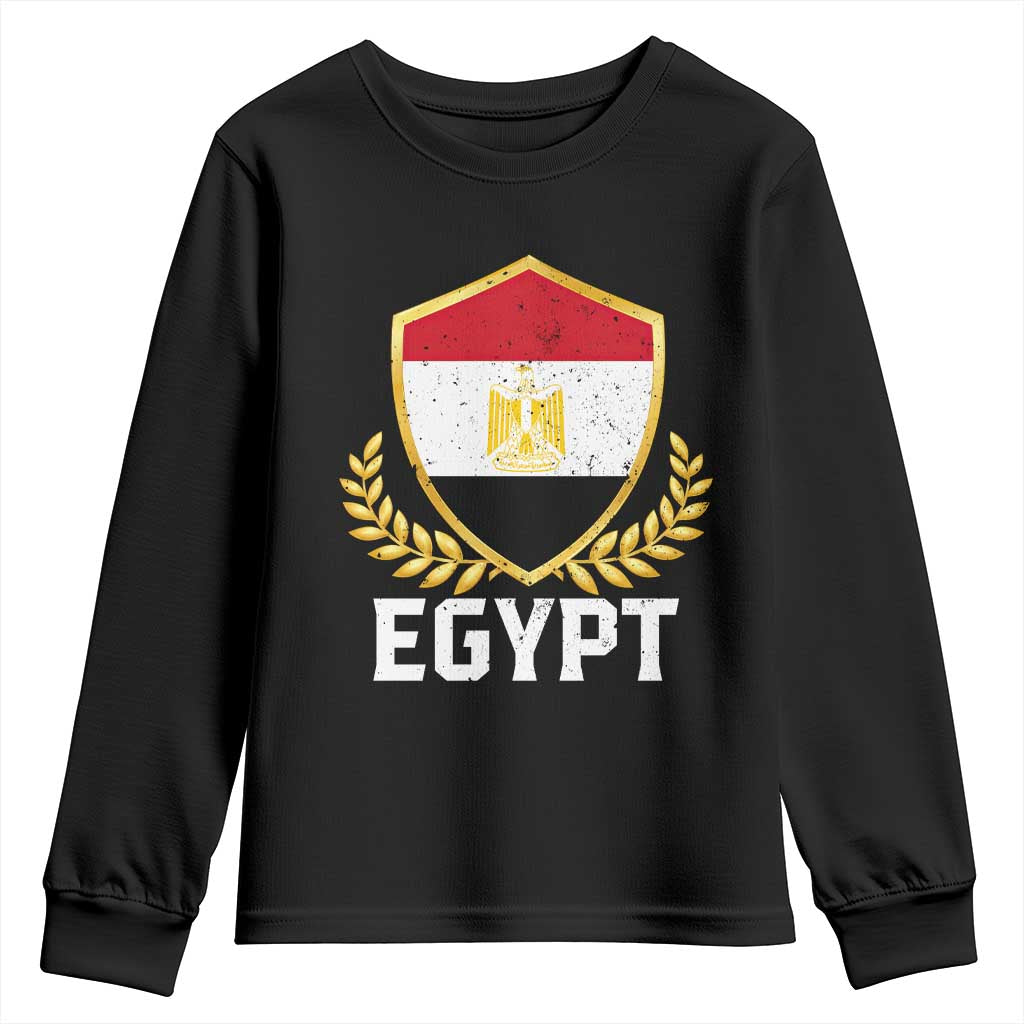 Egypt Coat of Arms Gold Shield Crest Youth Sweatshirt Patriotic Egyptian Flag Heritage Pride