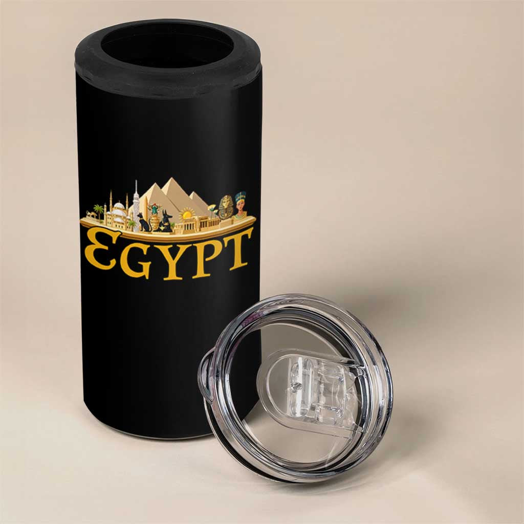 Ancient Egypt Pyramids Sphinx Graphic 4 in 1 Can Cooler Tumbler Vintage Egypt Anubis History Buff Travel Souvenir
